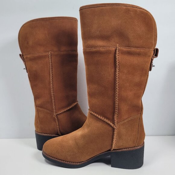 Coach Women's Brown Turnlock Shearling Boots G1011 US Size 8.5B - Picture 6 of 12